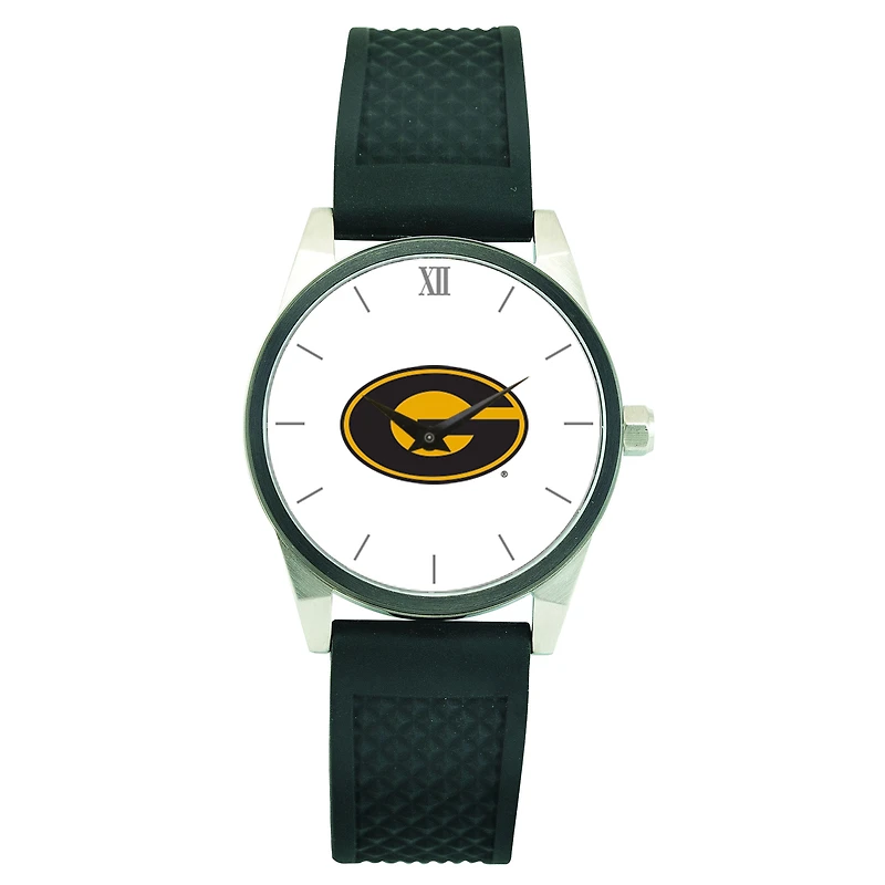 Men's Silver Grambling Tigers Black Silicone Strap Wristwatch