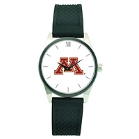 Men's Silver Minnesota Golden Gophers Black Silicone Strap Wristwatch