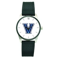 Men's Silver Villanova Wildcats Black Silicone Strap Wristwatch