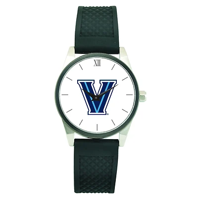 Men's Silver Villanova Wildcats Black Silicone Strap Wristwatch