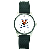 Men's Silver Virginia Cavaliers Black Silicone Strap Wristwatch