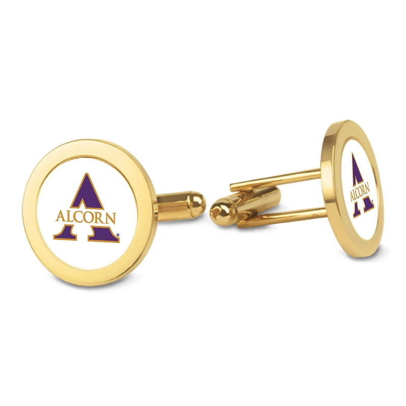Gold Alcorn State Braves Cufflinks