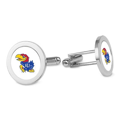 Silver Kansas Jayhawks Cufflinks