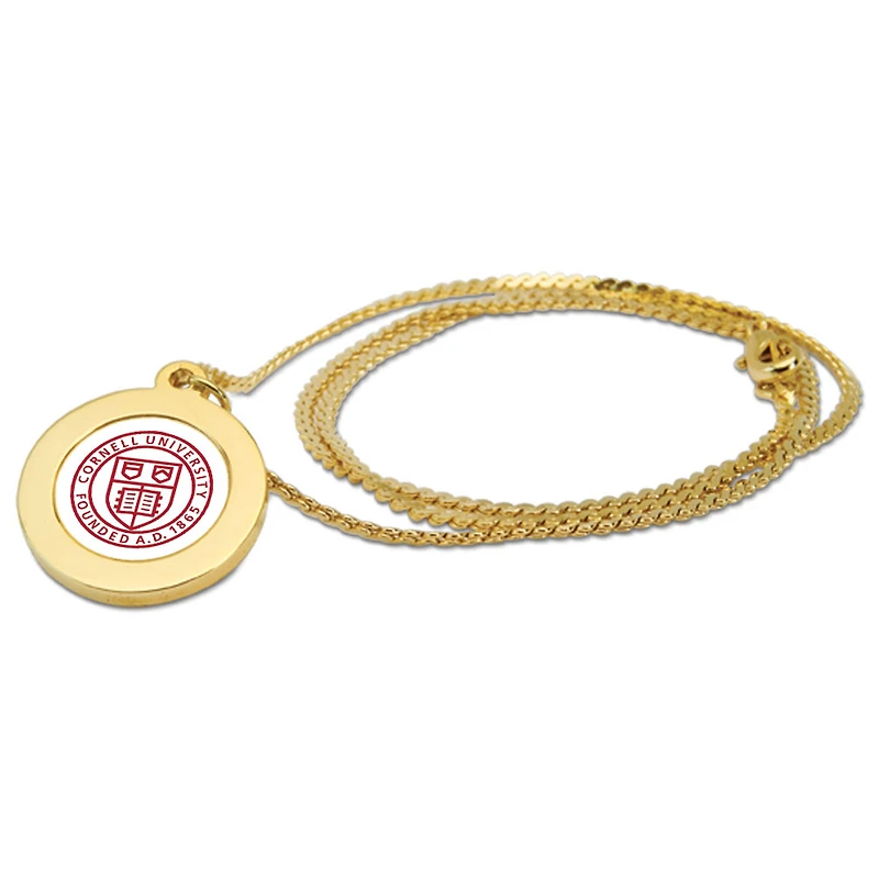 Gold Cornell Big Red Pendant Necklace