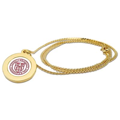 Gold Cornell Big Red Pendant Necklace