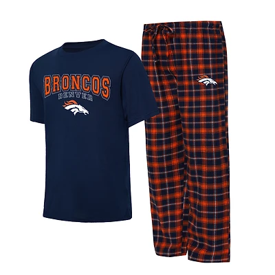 Men's Concepts Sport Navy/Orange Denver Broncos Arctic Top & Pajama Pants Sleep Set