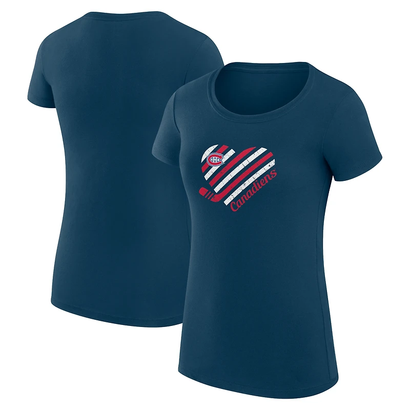 Women's G-III 4Her by Carl Banks  Navy Montreal Canadiens Super-Slim Fit Lightweight Heart T-Shirt