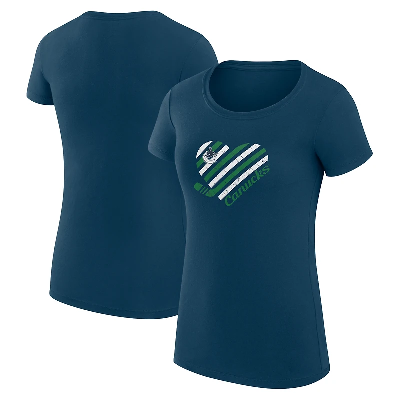 Women's G-III 4Her by Carl Banks  Navy Vancouver Canucks Super-Slim Fit Lightweight Heart T-Shirt