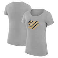 Women's G-III 4Her by Carl Banks  Heather Gray Boston Bruins Super-Slim Fit Lightweight Heart T-Shirt
