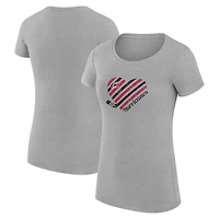 Women's G-III 4Her by Carl Banks  Heather Gray Carolina Hurricanes Super-Slim Fit Lightweight Heart T-Shirt