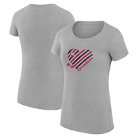 Women's G-III 4Her by Carl Banks  Heather Gray Montreal Canadiens Super-Slim Fit Lightweight Heart T-Shirt
