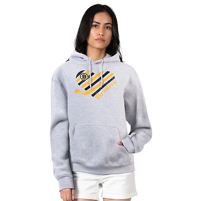 Women's G-III 4Her by Carl Banks  Heather Gray Boston Bruins Heart Pullover Hoodie