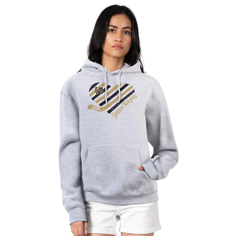 Women's G-III 4Her by Carl Banks Heather Gray Vegas Golden Knights Heart Pullover Hoodie