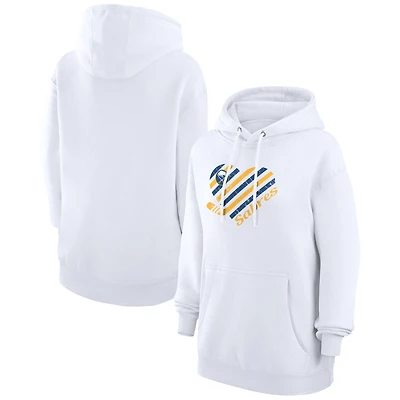 Women's G-III 4Her by Carl Banks  White Buffalo Sabres Heart Pullover Hoodie