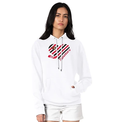 Women's G-III 4Her by Carl Banks  White Ottawa Senators Heart Pullover Hoodie
