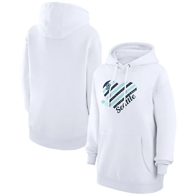 Women's G-III 4Her by Carl Banks  White Seattle Kraken Heart Pullover Hoodie