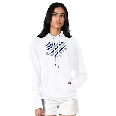 Women's G-III 4Her by Carl Banks  White Tampa Bay Lightning Heart Pullover Hoodie