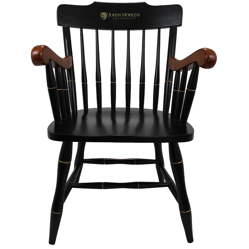 Black Johns Hopkins Blue Jays Captain's Chair with Cherry Arms