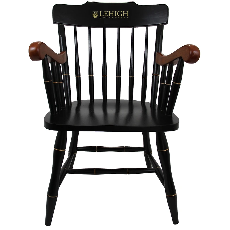 Black Lehigh Mountain Hawks Captain's Chair with Cherry Arms