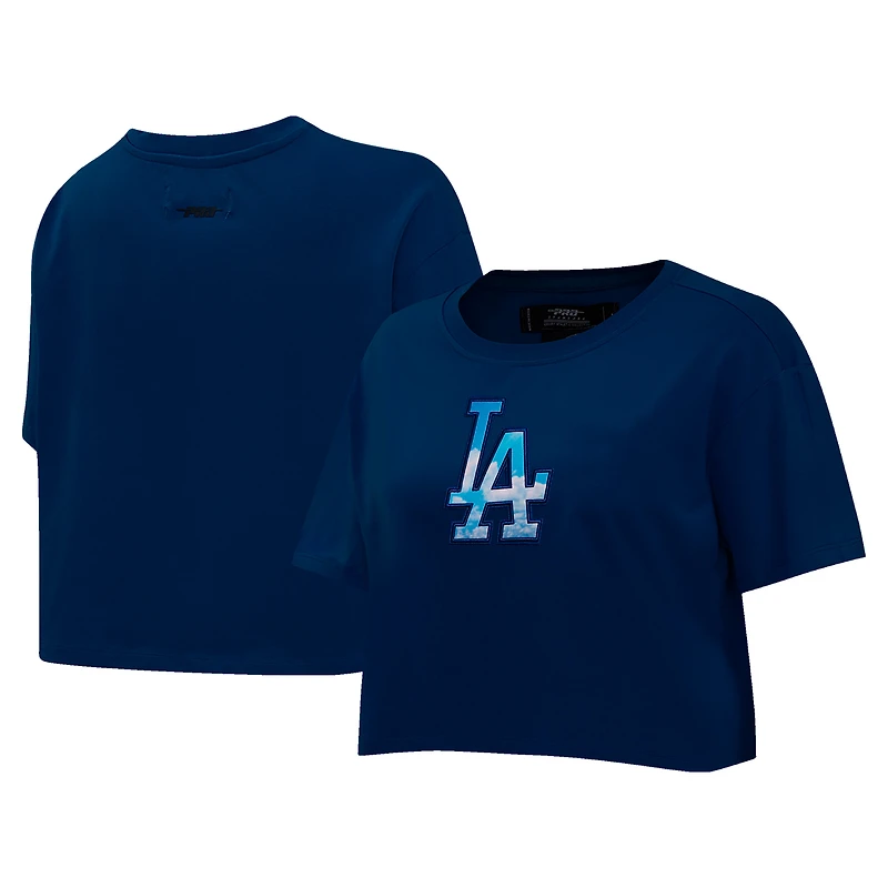 Women's Pro Standard Navy Los Angeles Dodgers Painted Sky Boxy Cropped T-Shirt