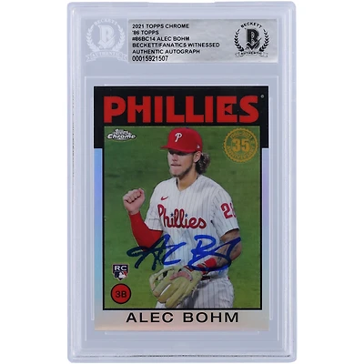 Alec Bohm Philadelphia Phillies Autographed 2021 Topps Chrome #86BC-14 Beckett Fanatics Witnessed Authenticated Rookie Card