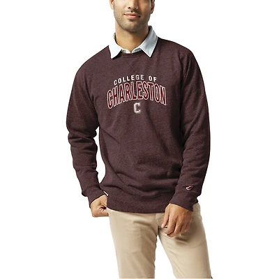 Men's League Collegiate Wear  Heather Maroon Charleston Cougars  Heritage Tri-Blend Pullover Sweatshirt