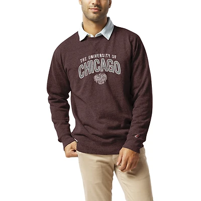Men's League Collegiate Wear Heather Maroon UChicago Maroons Heritage Tri-Blend Pullover Sweatshirt