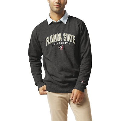 Men's League Collegiate Wear  Heather Charcoal Florida State Seminoles  Heritage Tri-Blend Pullover Sweatshirt
