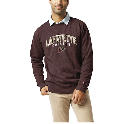 Men's League Collegiate Wear Heather Maroon Lafayette College Leopards Heritage Tri-Blend Pullover Sweatshirt