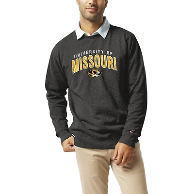 Men's League Collegiate Wear Heather Charcoal Missouri Tigers Heritage Tri-Blend Pullover Sweatshirt