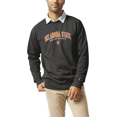 Men's League Collegiate Wear  Heather Charcoal Oklahoma State Cowboys  Heritage Tri-Blend Pullover Sweatshirt