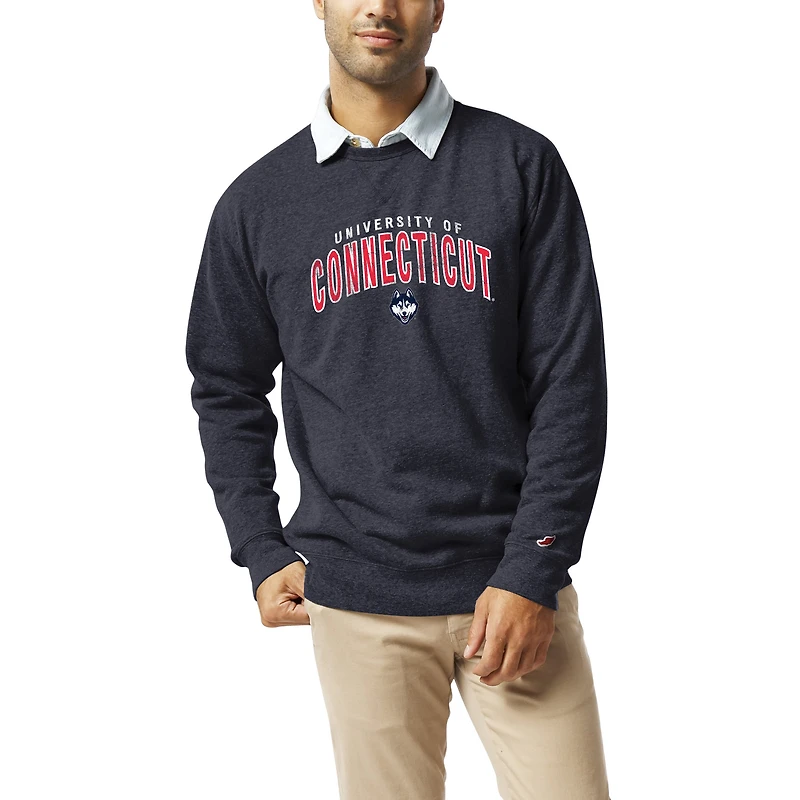 Men's League Collegiate Wear Heather Navy UConn Huskies Heritage Tri-Blend Pullover Sweatshirt
