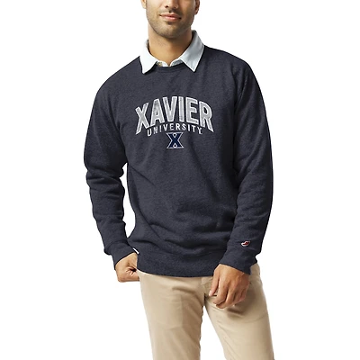 Men's League Collegiate Wear Heather Navy Xavier Musketeers Heritage Tri-Blend Pullover Sweatshirt