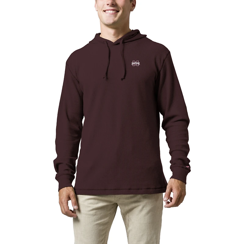 Men's League Collegiate Wear  Maroon Mississippi State Bulldogs  Waffle Knit Pullover Hoodie