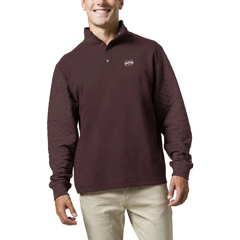 Men's League Collegiate Wear Heather Maroon Mississippi State Bulldogs Fleece Quarter Snap Up Pullover Sweatshirt