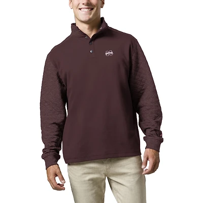 Men's League Collegiate Wear  Heather Maroon Mississippi State Bulldogs  Fleece Quarter Snap Up Pullover Sweatshirt