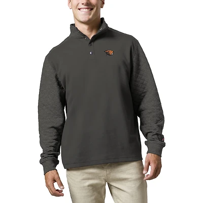 Men's League Collegiate Wear  Charcoal Oregon State Beavers  Fleece Quarter Snap Up Pullover Sweatshirt