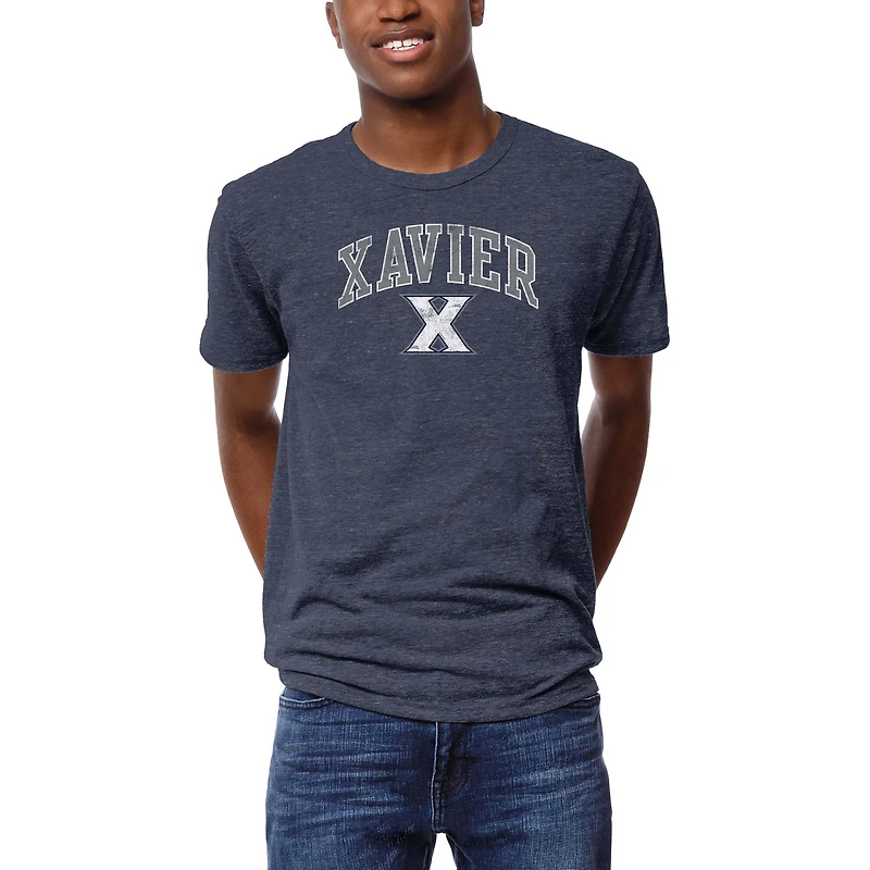 Men's League Collegiate Wear  Heather Navy Xavier Musketeers  Arch Victory Falls Tri-Blend T-Shirt