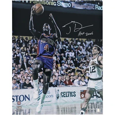Joe Dumars Detroit Pistons Autographed 16" x 20" Layup vs. Boston Celtics Photograph with "HOF 2006" Inscription