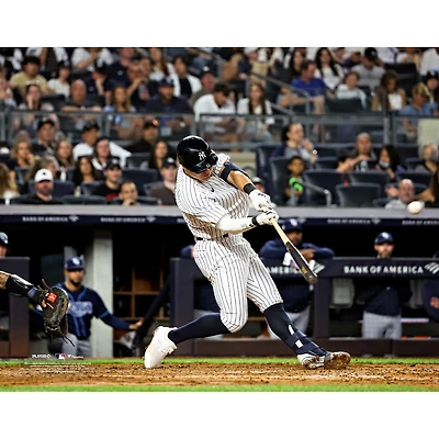 Anthony Volpe New York Yankees Unsigned White Jersey Swing Photograph