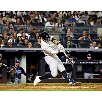 Anthony Volpe New York Yankees Unsigned White Jersey Swing Photograph