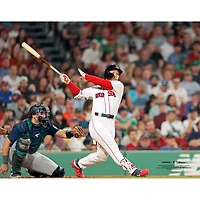 Masataka Yoshida Boston Red Sox Unsigned White Jersey Swing Front Photograph
