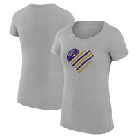Women's G-III 4Her by Carl Banks  Heather Gray Baltimore Ravens Super-Slim Fit Lightweight Heart V-Neck T-Shirt