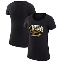 Women's G-III 4Her by Carl Banks Black Pittsburgh Pirates Super-Slim Fit Lightweight Filigree Team T-Shirt