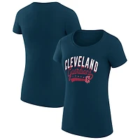 Women's G-III 4Her by Carl Banks Navy Cleveland Guardians Super-Slim Fit Lightweight Filigree Team T-Shirt