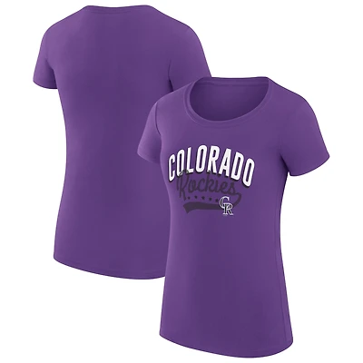 Women's G-III 4Her by Carl Banks Purple Colorado Rockies Super-Slim Fit Lightweight Filigree Team T-Shirt