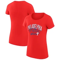 Women's G-III 4Her by Carl Banks Red Philadelphia Phillies Super-Slim Fit Lightweight Filigree Team T-Shirt