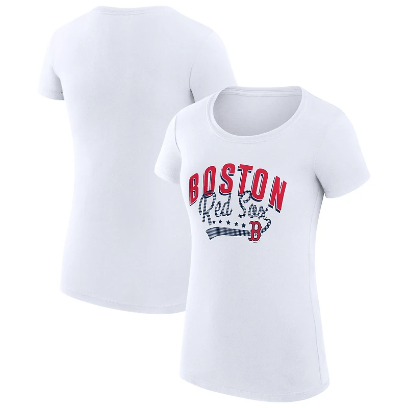 Women's G-III 4Her by Carl Banks White Boston Red Sox Super-Slim Fit Lightweight Filigree Team T-Shirt