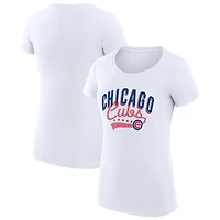 Women's G-III 4Her by Carl Banks White Chicago Cubs Super-Slim Fit Lightweight Filigree Team T-Shirt