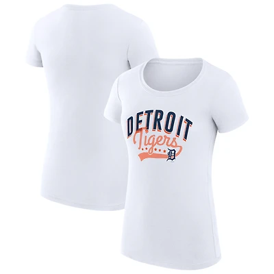 Women's G-III 4Her by Carl Banks White Detroit Tigers Super-Slim Fit Lightweight Filigree Team T-Shirt
